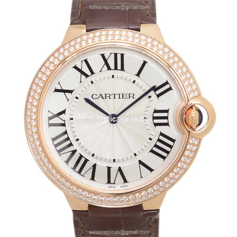 Luxurious Cartier Ballon Bleu Replica in 18kt Rose Gold, Manual Wind Movement, Silver Dial Watch