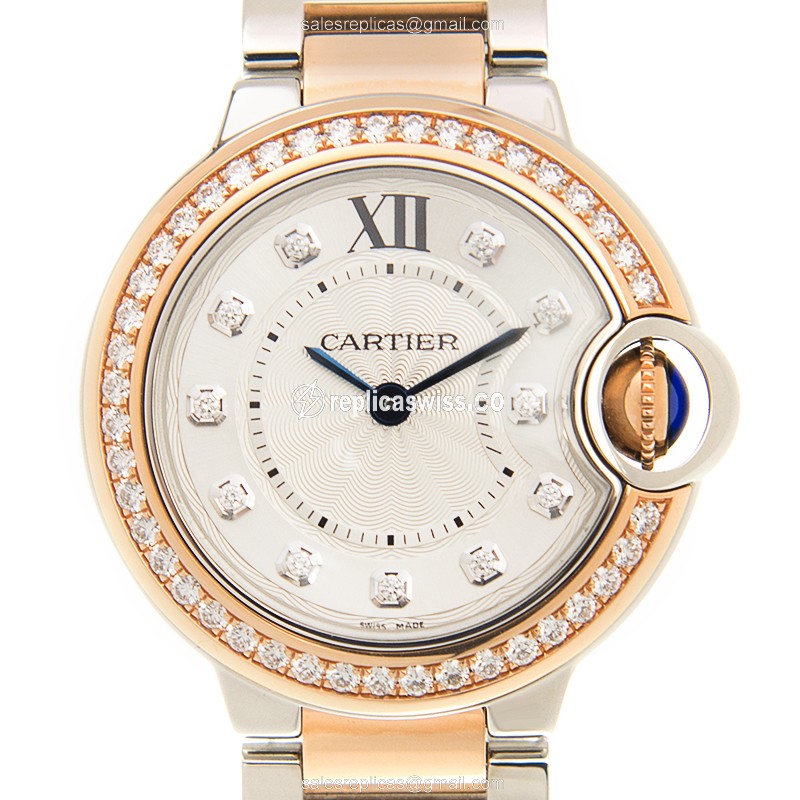 Luxurious Cartier Ballon Bleu Replica in 18kt Rose Gold, Silver Dial, Quartz Movement Watch