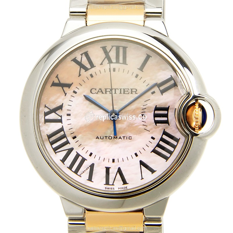 Luxurious Cartier Ballon Bleu W6920033 Replica, Automatic Movement, Pink Dial & 18kt Steel Strap
