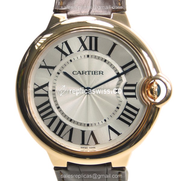 Luxurious Cartier Ballon Bleu W6920054 Replica with White Dial 18kt Gold Case Watch
