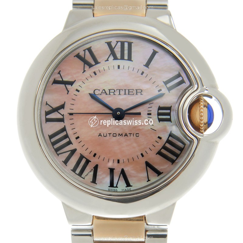 Luxurious Cartier Ballon Bleu W6920070 Replica in Pink Dial & Stainless Steel Case Watch