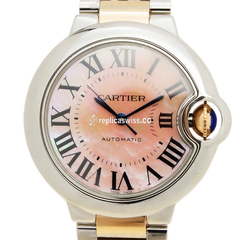 Luxurious Cartier Ballon Bleu W6920098 Replica in Pink Dial 18kt Steel Strap Watch