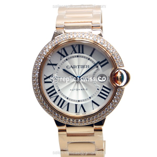 Luxurious Cartier Ballon Bleu WE9008Z3 Replica in 18kt Rose Gold, Automatic Movement & White Dial