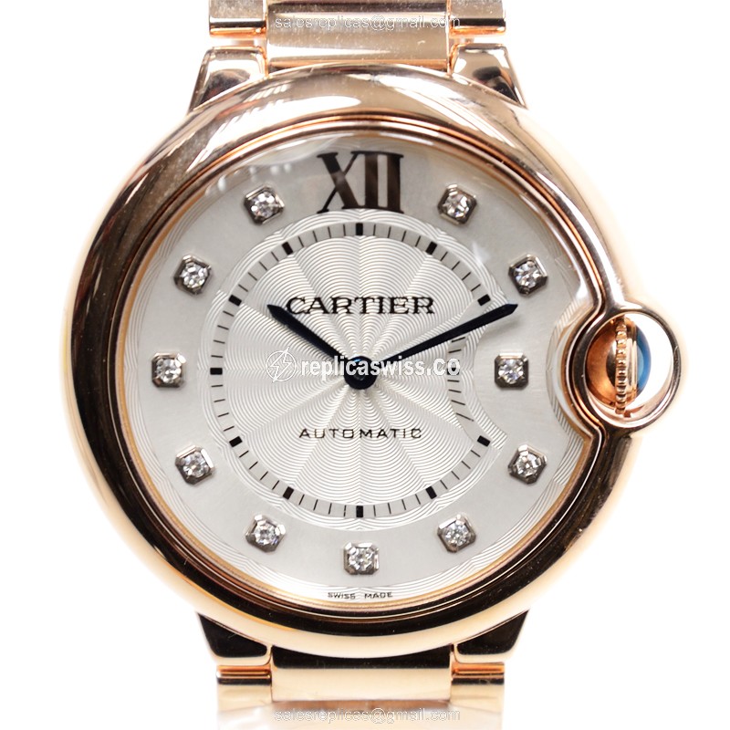 Luxurious Cartier Ballon Bleu WE902026 Replica with White Dial & 18kt Gold Case Watch