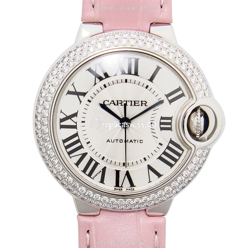 Luxurious Cartier Ballon Bleu WE902067 Replica, Automatic Movement, 18kt White Gold Case & Pink