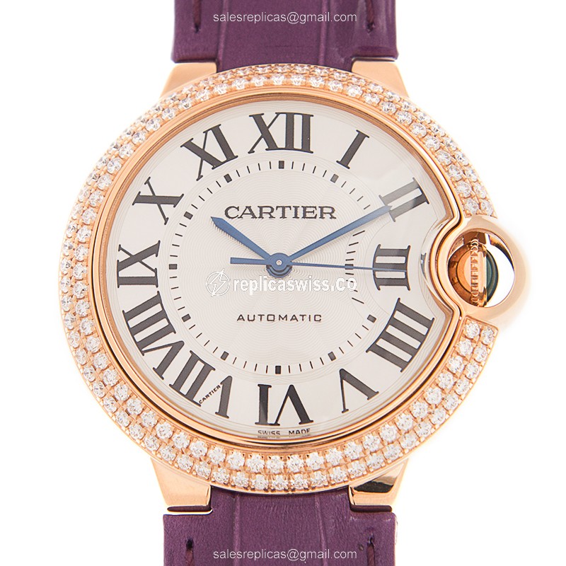 Luxurious Cartier Ballon Bleu WJBB0009 Replica in 18kt Rose Gold, Automatic Movement & White Dial