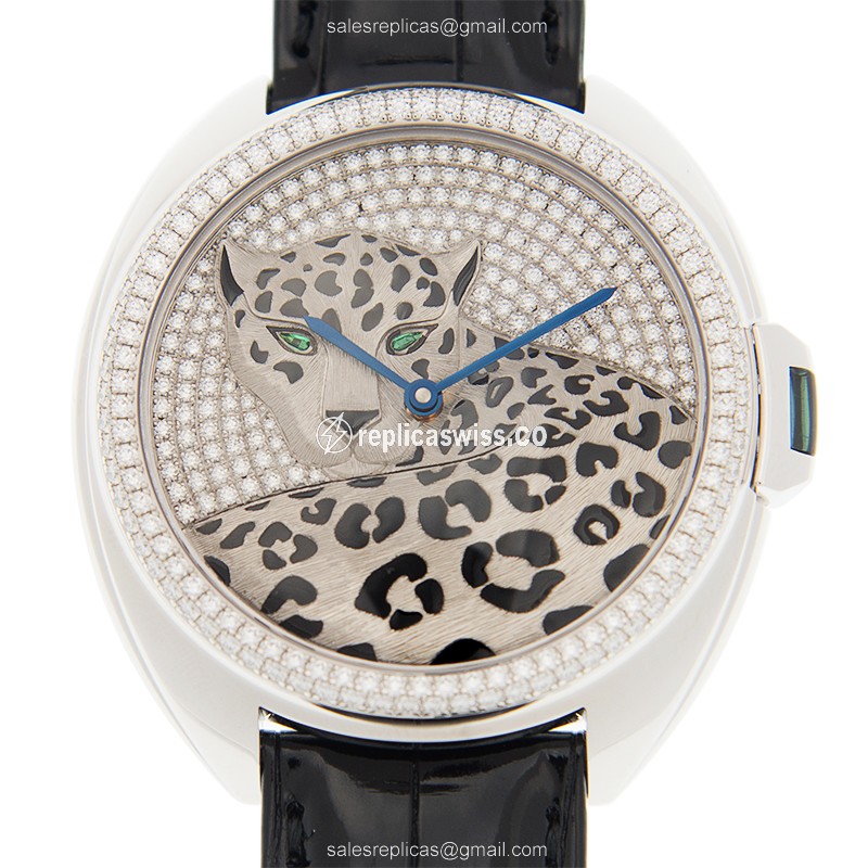 Luxurious Cartier Cle De Cartier Replica in 18kt White Gold, Automatic Movement, Silver Dial