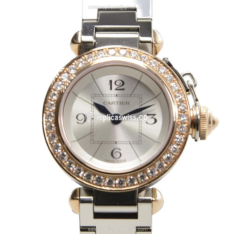 Luxurious Cartier Pasha De Cartier Replica in 18kt Rose Gold, Silver Dial, Sapphire Crystal