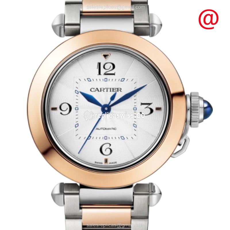 Luxurious Cartier Pasha De Cartier Replica in 18kt Steel & Rose Gold, Automatic Movement Silver