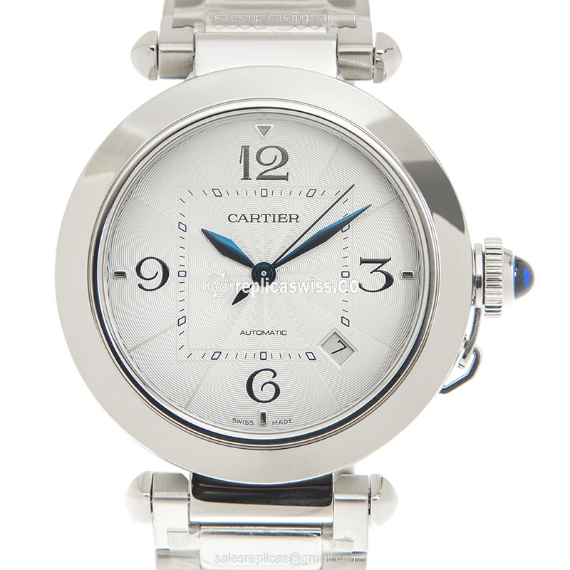 Luxurious Cartier Pasha De Cartier Replica in Stainless Steel & Silver Dial, Automatic Movement