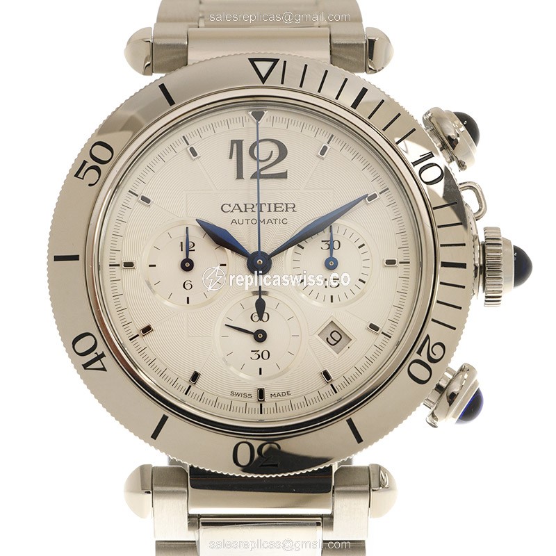 Luxurious Cartier Pasha De Cartier Replica in Stainless Steel & Silver Dial, Automatic Movement
