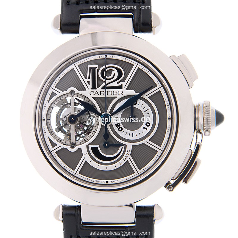 Luxurious Cartier Pasha De Cartier Replica Watch | Manual Wind, 18kt Gold Case, Gray Dial