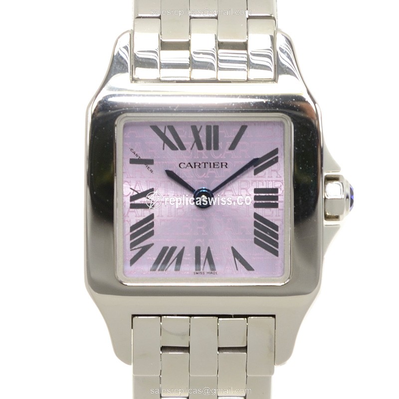 Luxurious Cartier Santos W2510002 Replica with Purple Dial Stainless Steel Case Watch