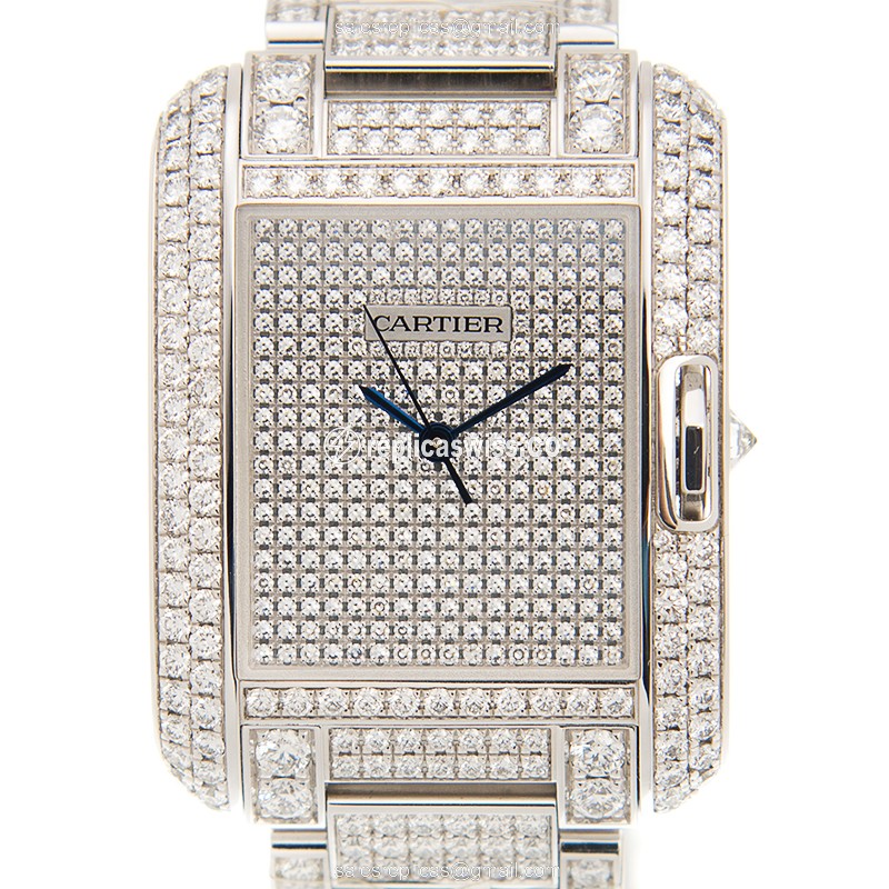 Luxurious Cartier TANK HPI00561 Replica with Silver Dial 18kt Diamond Accents Watch