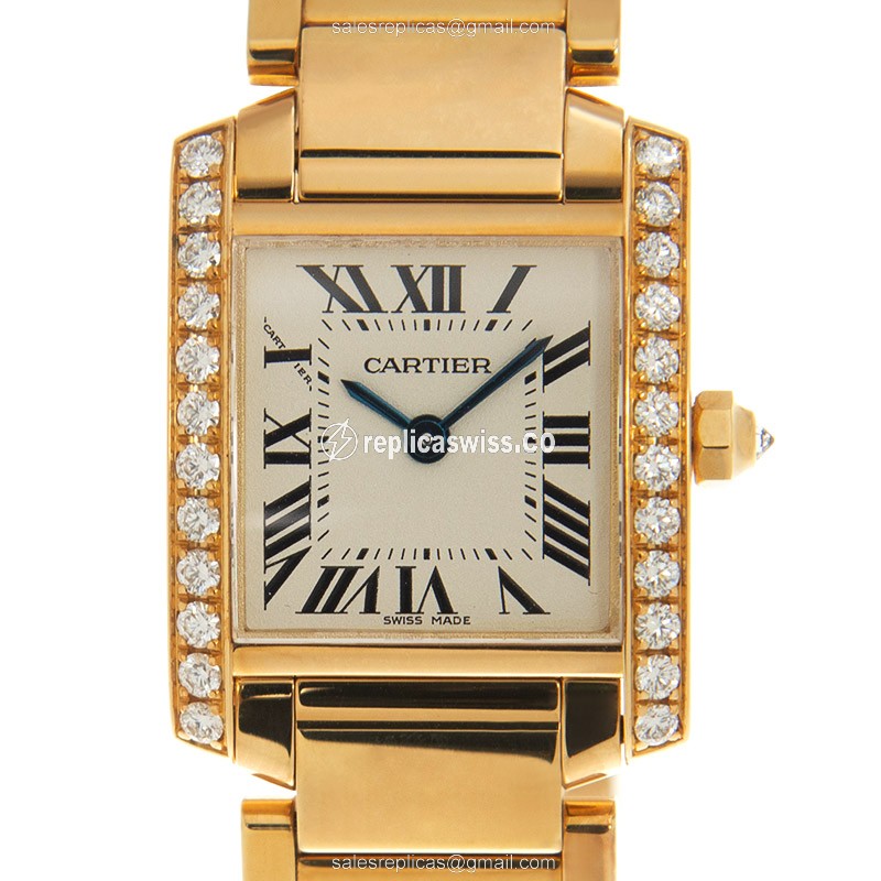 Luxurious Cartier TANK Replica in 18kt Gold, White Dial, Sapphire Crystal Watch