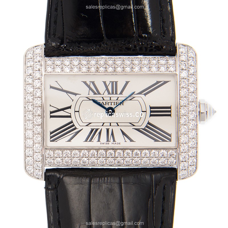 Luxurious Cartier Tank WA301370 Replica, Automatic Movement, 18kt White Gold Case, White Dial Watch