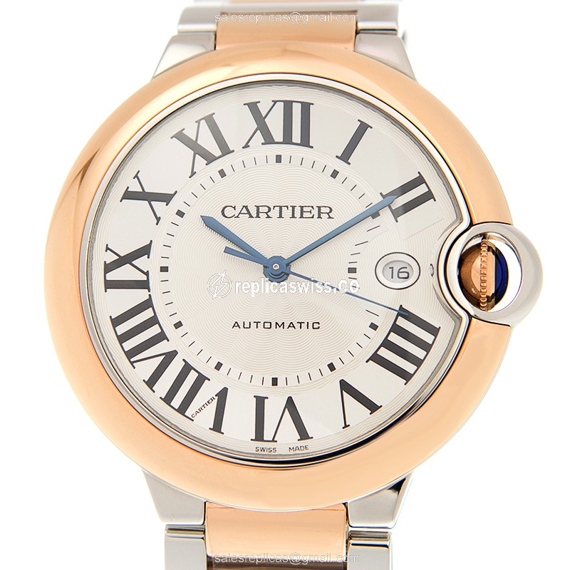 Luxurious Cartier W2BB0004 Ballon Bleu Replica in 18kt Steel & Rose Gold with White Dial and