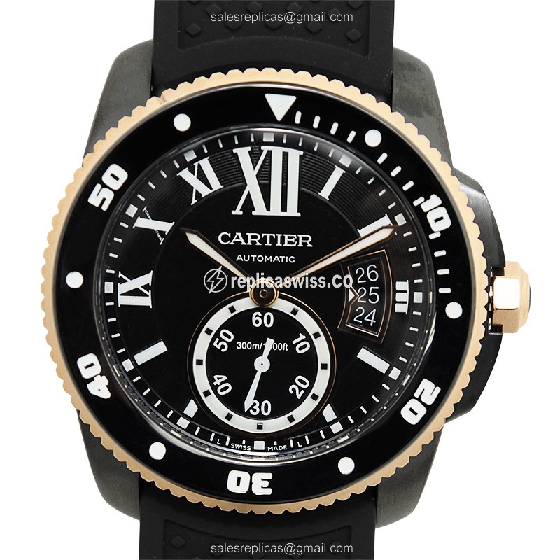 Luxurious Cartier W2CA0004 Replica Watch with Automatic Movement & Exquisite Black Rubber Strap