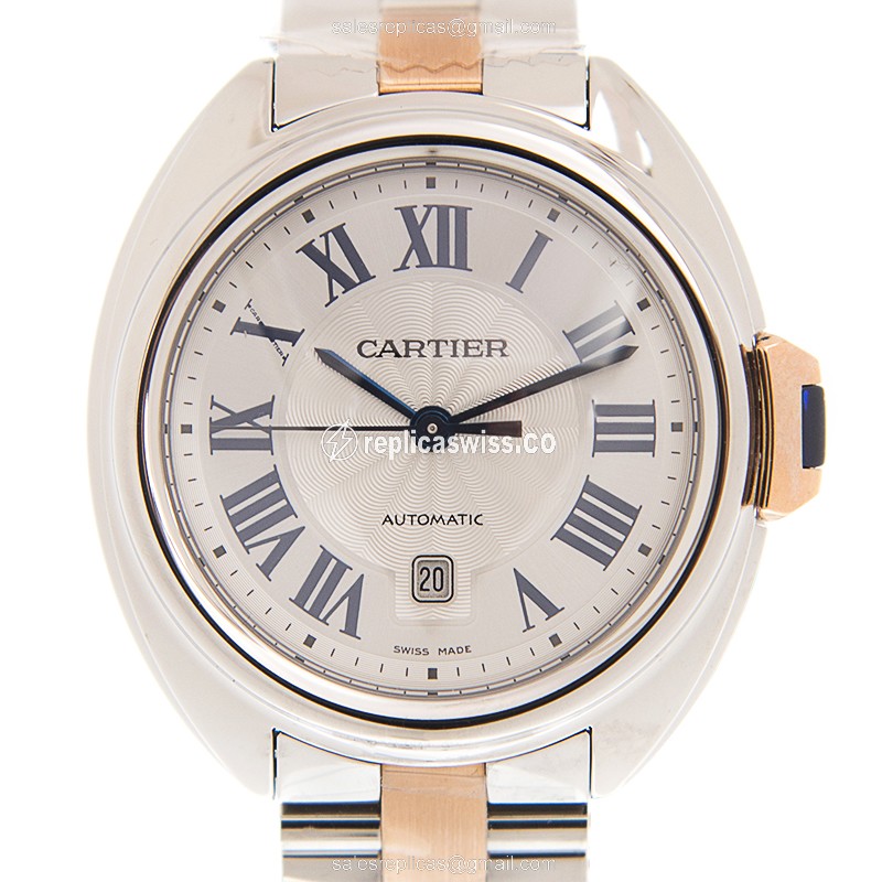 Luxurious Cartier W2CL0012 BALLON BLEU Automatic Replica in Silver Dial & Gold Steel Strap Watch