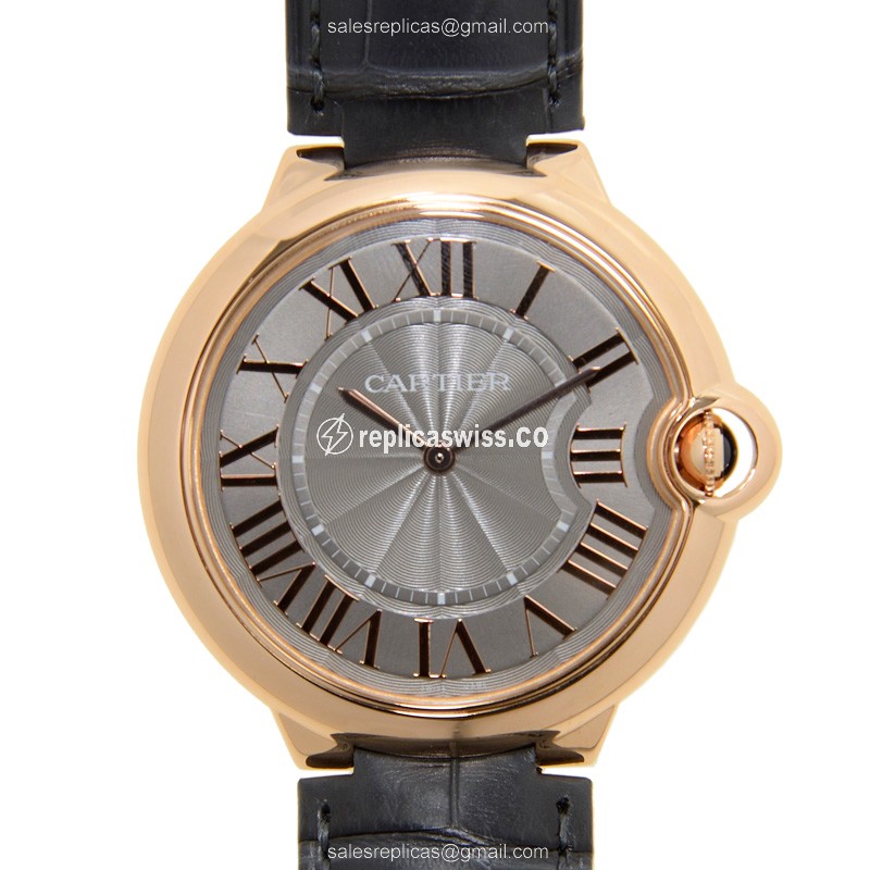 Luxurious Cartier W6920089 BALLON BLEU Manual Wind in 18kt Rose Gold with Gray Dial & Alligator