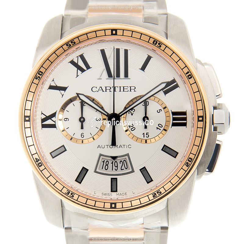Luxurious Cartier W7100042 Replica in White Dial & 18kt Steel Case with Automatic Movement Watch