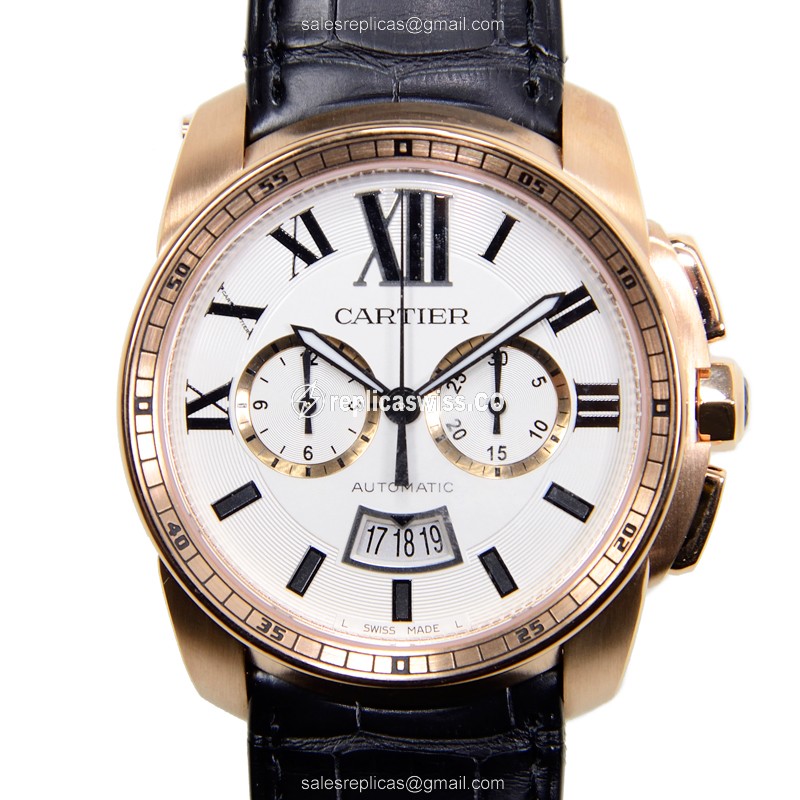 Luxurious Cartier W7100044 Replica with White Dial & 18kt Gold Case, Automatic Movement Watch