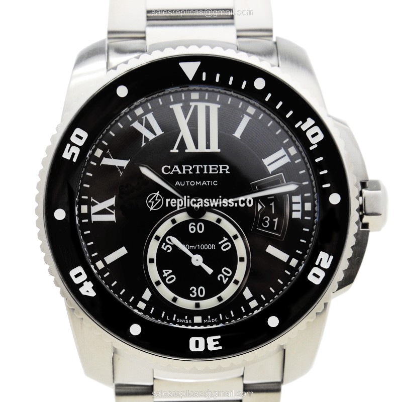 Luxurious Cartier W7100057 Replica Watch | Automatic Movement, Black Dial, Stainless Steel Case