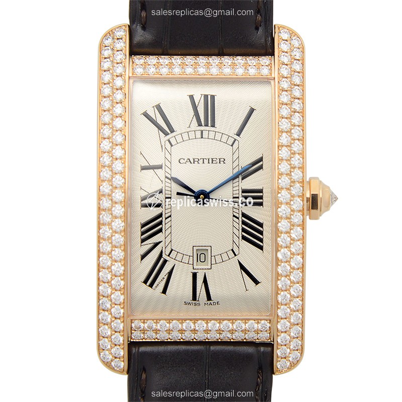 Luxurious Cartier WB704851 TANK Replica with Automatic Movement, 18kt Rose Gold Case & Silver Dial
