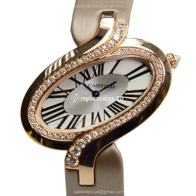 Luxurious Cartier WG800017 Captive De Cartier Replica, White Dial, 18kt Rose Gold Case Watch