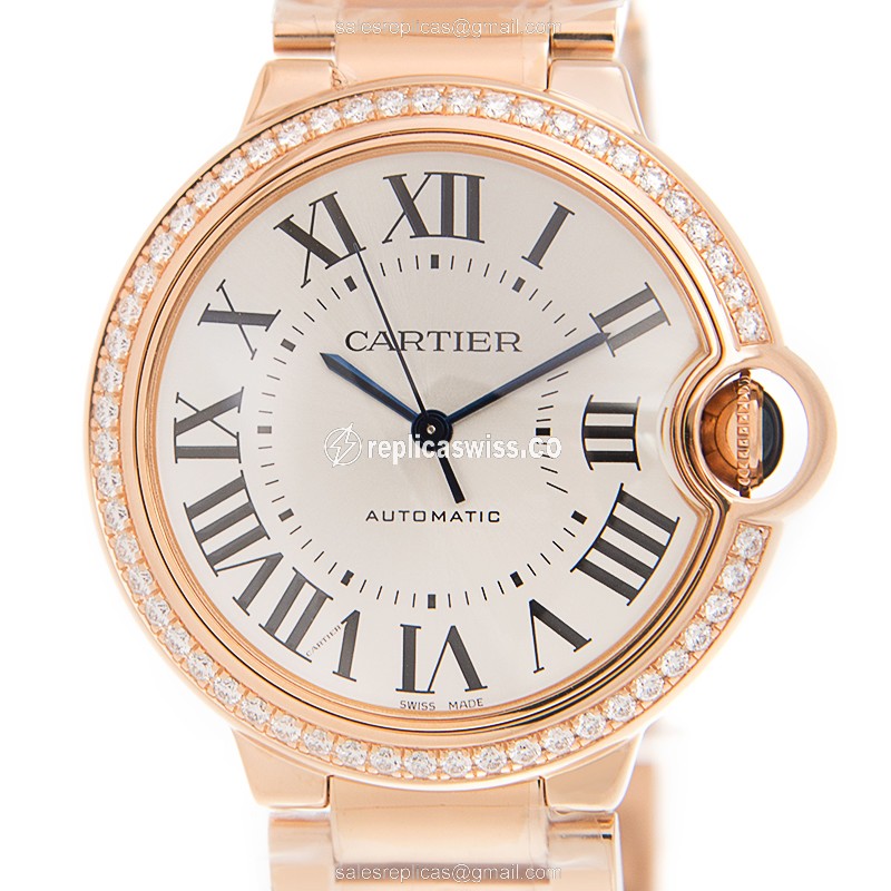 Luxurious Cartier WJBB0037 Ballon Bleu Replica, Automatic Movement, 18kt White Gold & Diamond Dial