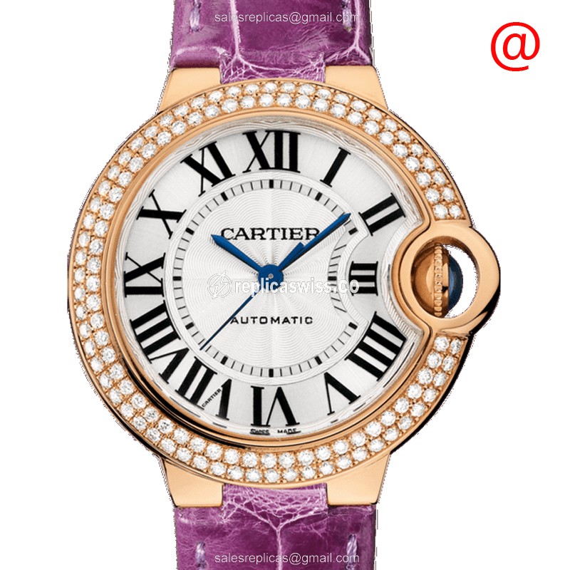 Luxurious Cartier WJBB0051 BALLON BLEU Replica, Automatic Movement, 18kt Rose Gold Case, Silver