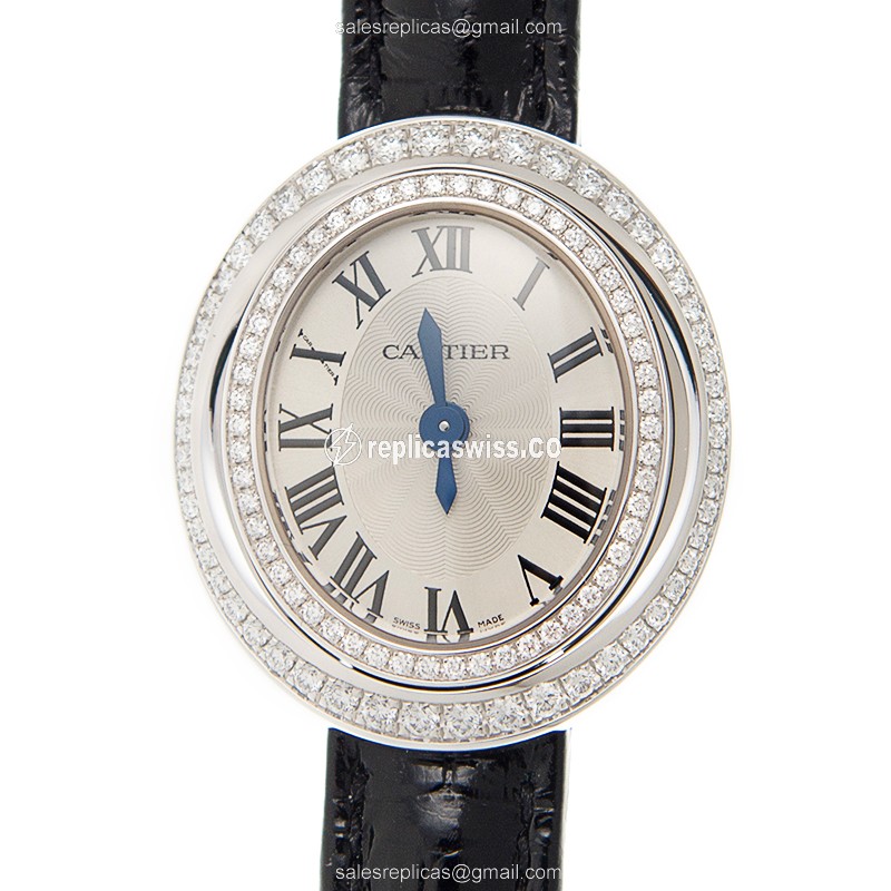 Luxurious Cartier WJHY0004 HYPNOSE Replica with Silver Dial & Alligator Strap Watch