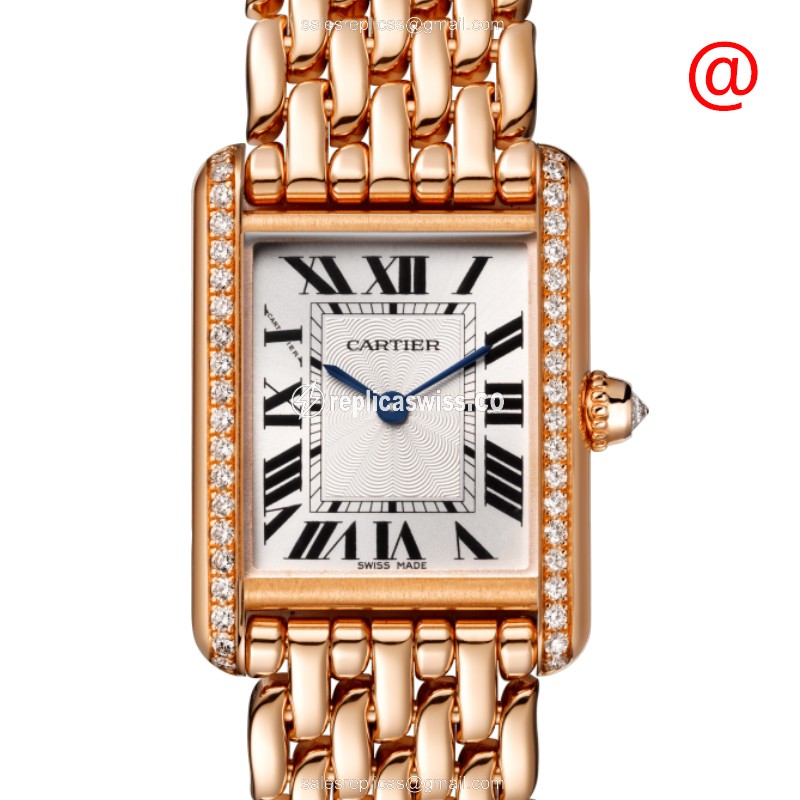 Luxurious Cartier WJTA0020 Tank Replica, 18kt Gold & Silver Case, Manual Wind Movement, Silver Dial