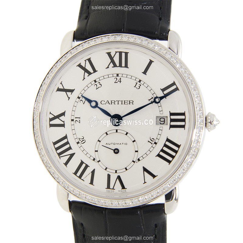 Luxurious Cartier WR007018 RONDE LOUIS CARTIER Replica in 18kt White Gold with Sapphire Crystal and