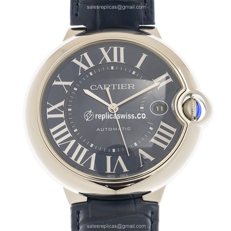 Luxurious Cartier WSBB0025 BALLON BLEU Automatic Steel Watch, Blue Dial & Alligator Strap