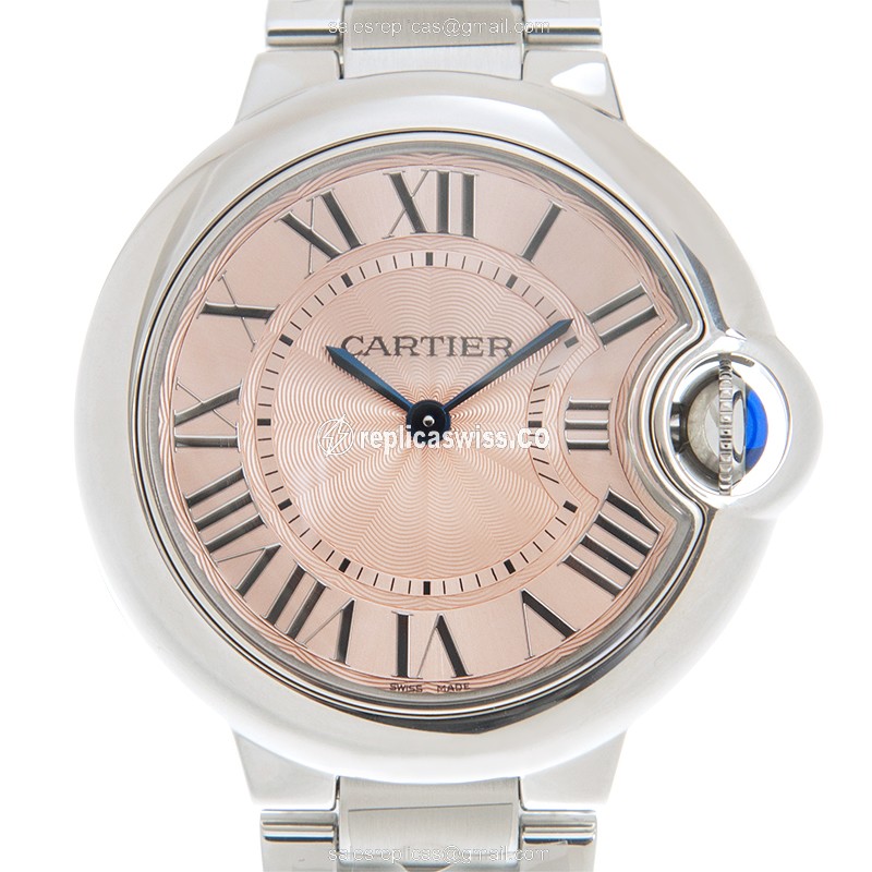 Luxurious Cartier WSBB0033 Ballon Bleu Replica in Pink Dial & Stainless Steel Case Watch