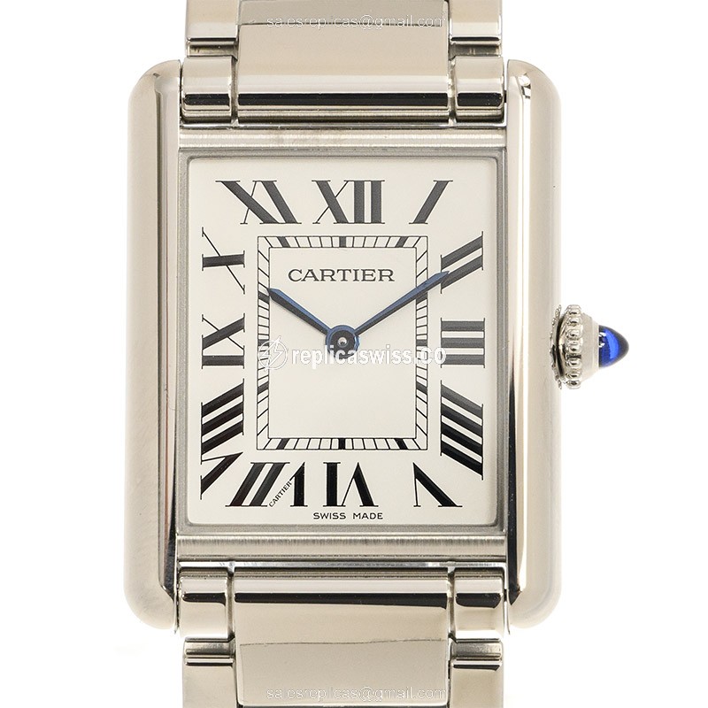Luxurious Cartier WSTA0052 Tank Replica in Stainless Steel, Silver Dial & Quartz Movement Watch