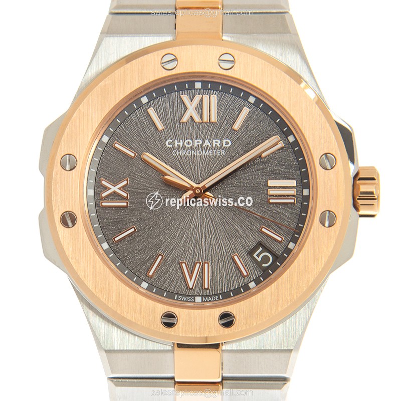 Luxurious Chopard Alpine Eagle Replica with Automatic Movement & Gray Dial on 18kt Gold Strap Watch