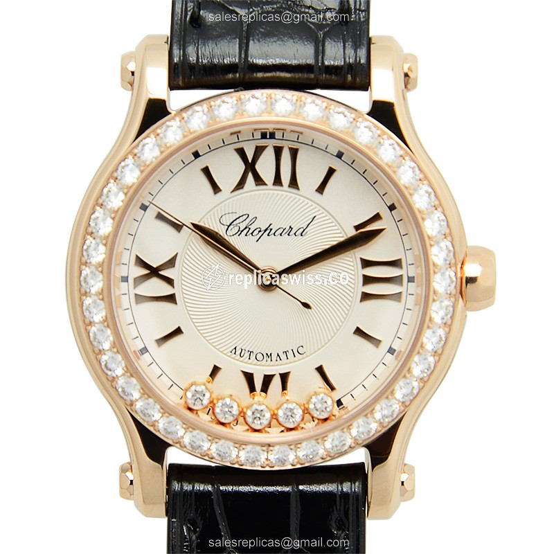 Luxurious Chopard Happy Sport 274893-5002 Replica, Automatic Movement & 18kt Rose Gold Case Watch