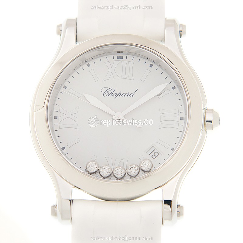Luxurious Chopard Happy Sport Quartz Replica with White Dial Steel Case Watch