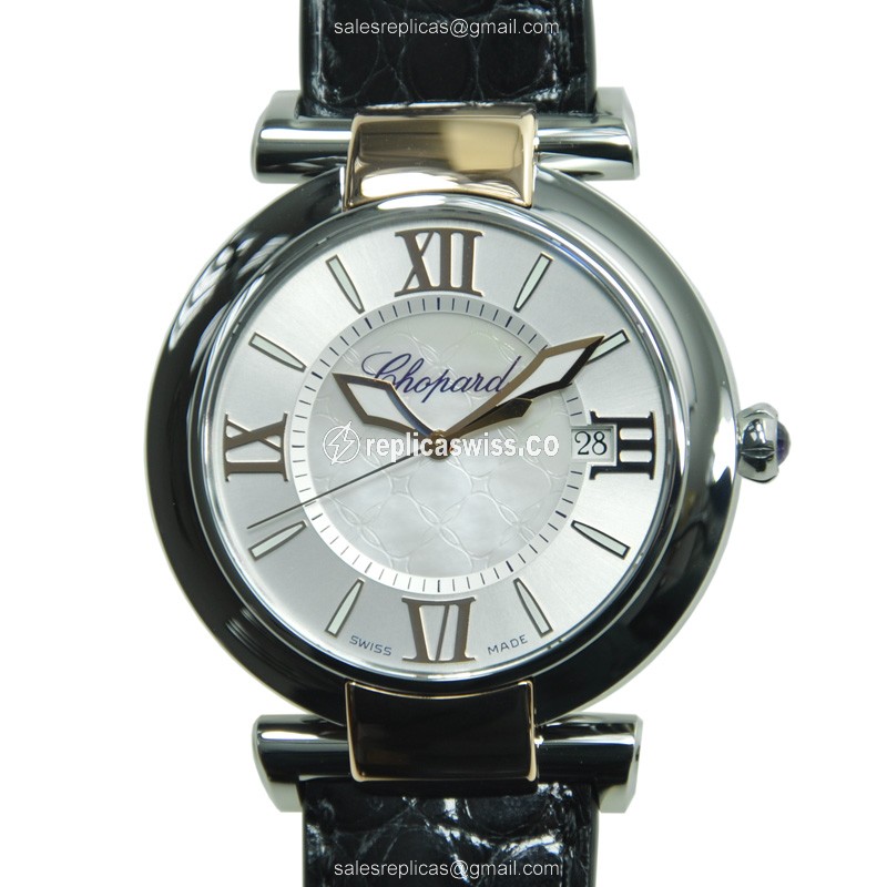 Luxurious Chopard IMPERIALE Automatic Replica in 18kt Rose Gold with Silver Dial & Alligator Strap