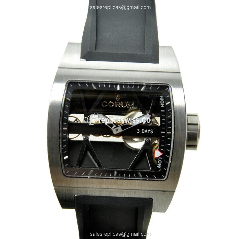 Luxurious Corum Bridge Replica in Black Titanium with Manual Wind Movement Watch