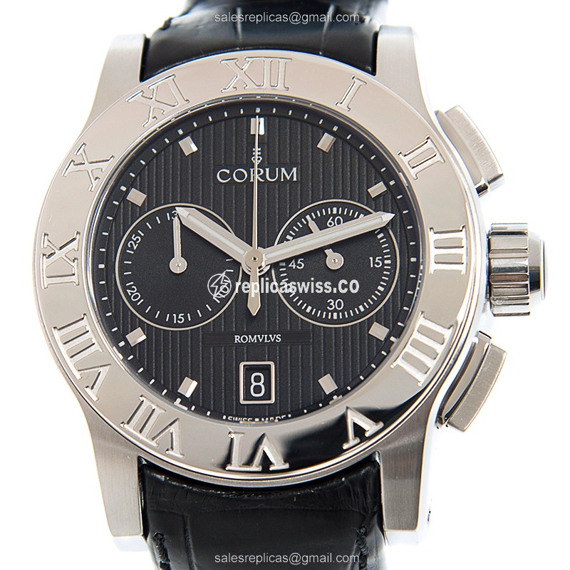 Luxurious Corum Heritage R984/03549 Replica, Automatic Movement, Black Dial & Leather Strap Watch