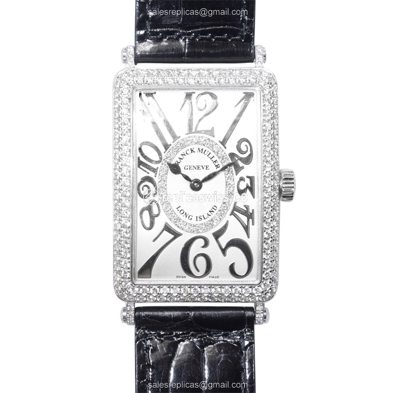 Luxurious Franck Muller 1000 QZ Silver Dial Automatic, 18kt White Gold Case & Diamond Bezels Watch