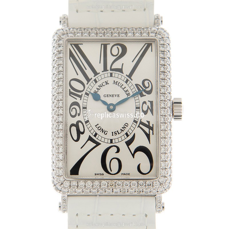Luxurious Franck Muller 1000 SC D Long Island Replica in 18kt White Gold & Diamond, Automatic