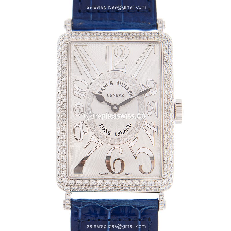 Luxurious Franck Muller 1200SCDCD1ROG Long Island Replica in 18kt White Gold with Sapphire Crystal