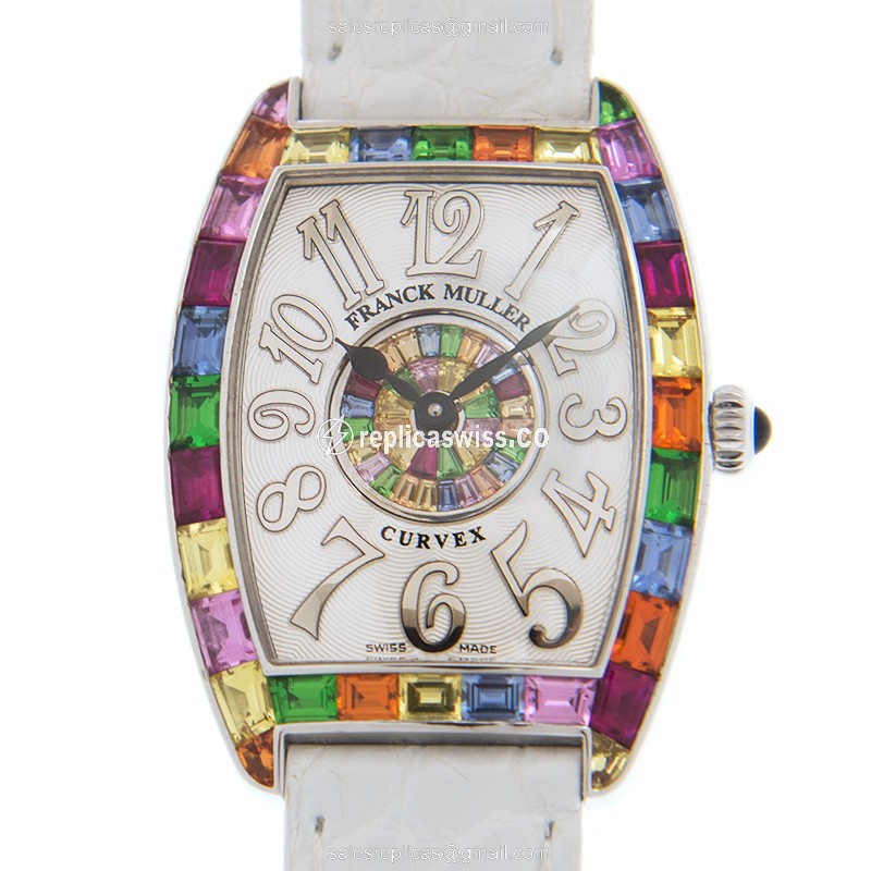 Luxurious Franck Muller 1752 Replica Watch | White Dial, Stainless Steel Case & Diamond Accents