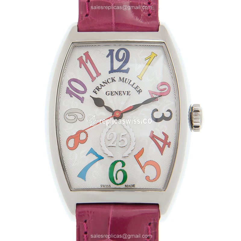 Luxurious Franck Muller 2850 SC Automatic Steel Replica with Red Leather Strap Sapphire Crystal
