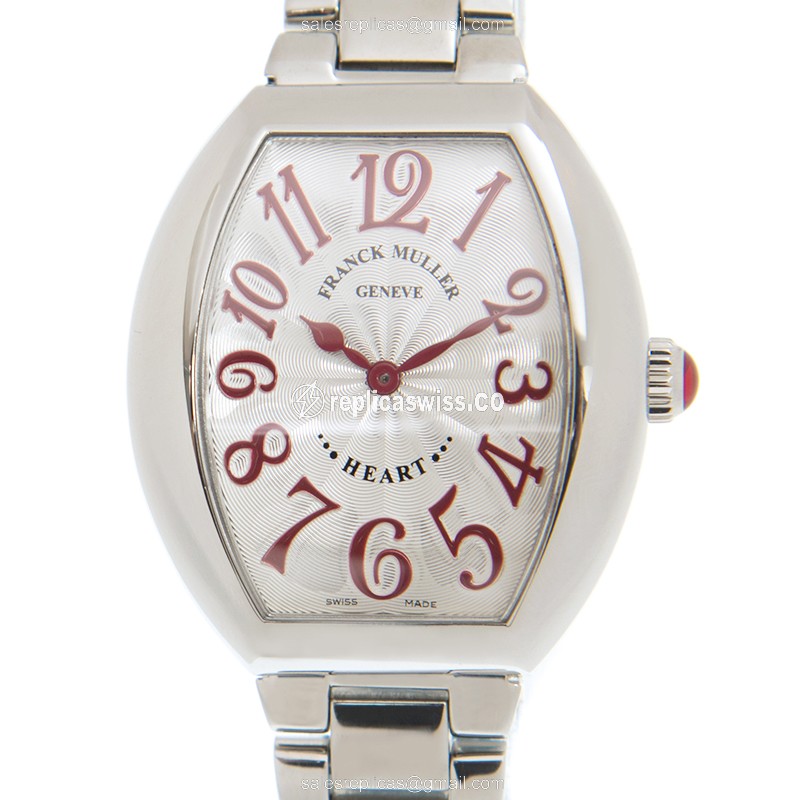 Luxurious Franck Muller 5002 L Heart Quartz Watch | Silver Dial, Steel Case & Strap