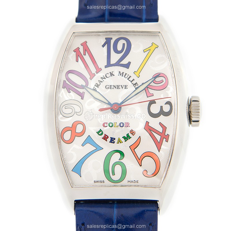 Luxurious Franck Muller 5851 COL DRM Cintree Curvex in White Dial Stainless Steel Case Watch
